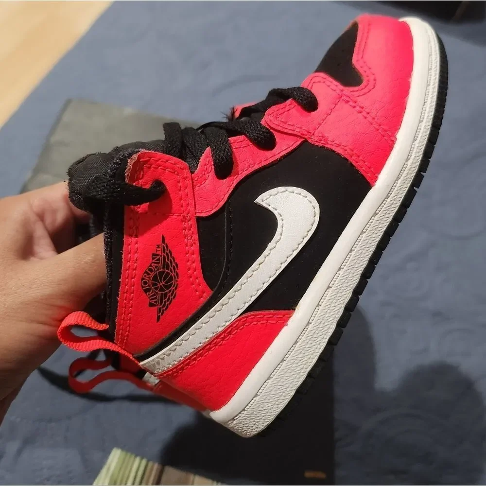 Jordan 1 Mid Black Infrared 23-white Kid Sneakers
